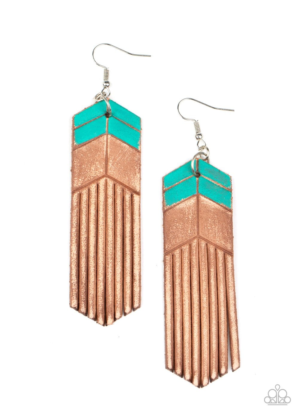 Paparazzi Accessories: Desert Trails - Blue/Turquoise Leather Earrings