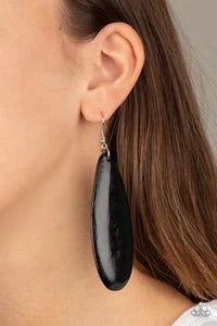 Paparazzi Accessories: Tropical Ferry - Black Wooden Earrings