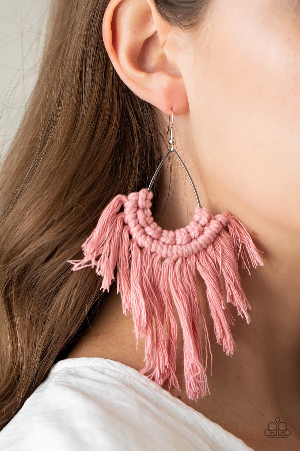 Paparazzi Accessories: Wanna Piece Of MACRAME? - Pink/Rose Fringe Earrings