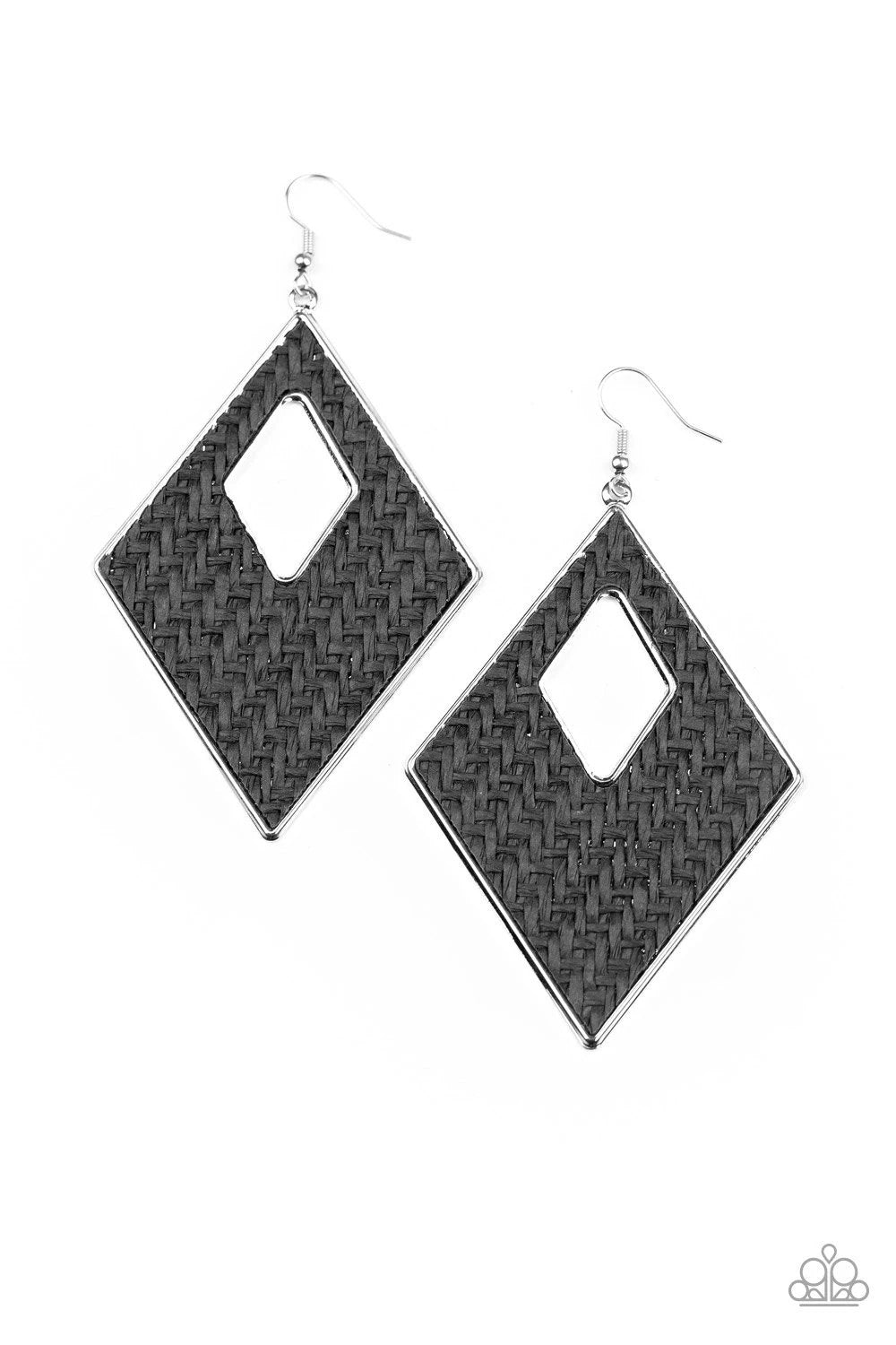 Woven Wanderer Black Earrings