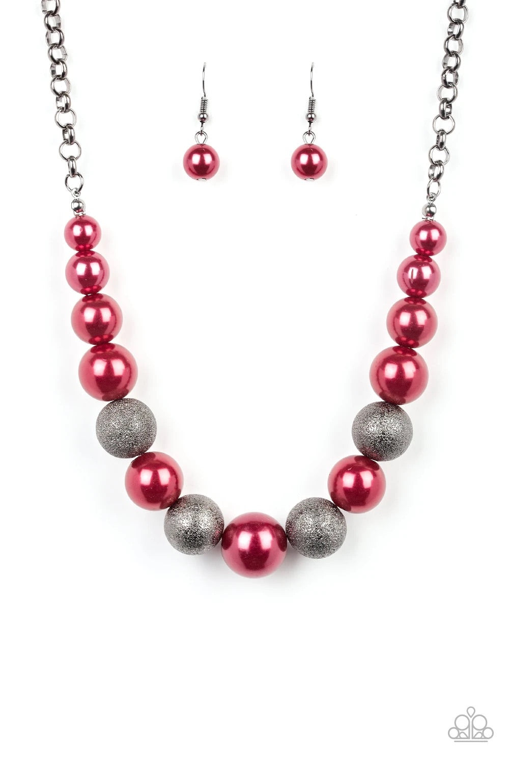 PAPARAZZI COLOR ME CEO - RED & GUNMETAL NECKLACE