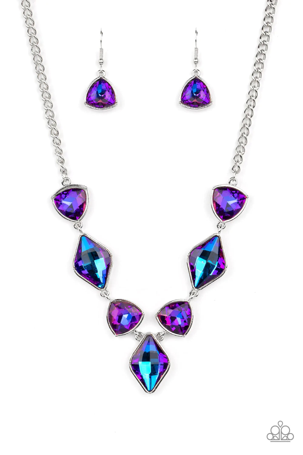 Glittering Geometrics - Purple UV Shimmer Necklace - Life of the Party