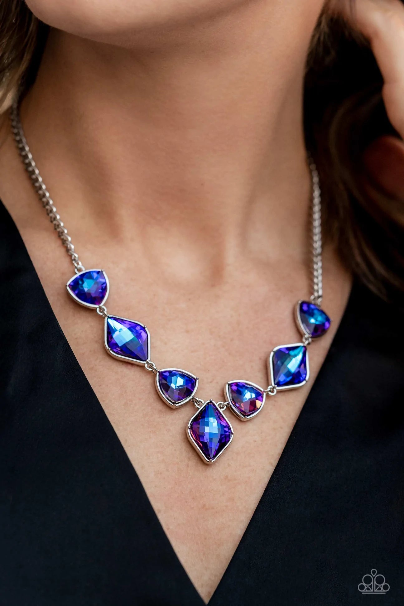 Glittering Geometrics - Purple UV Shimmer Necklace - Life of the Party