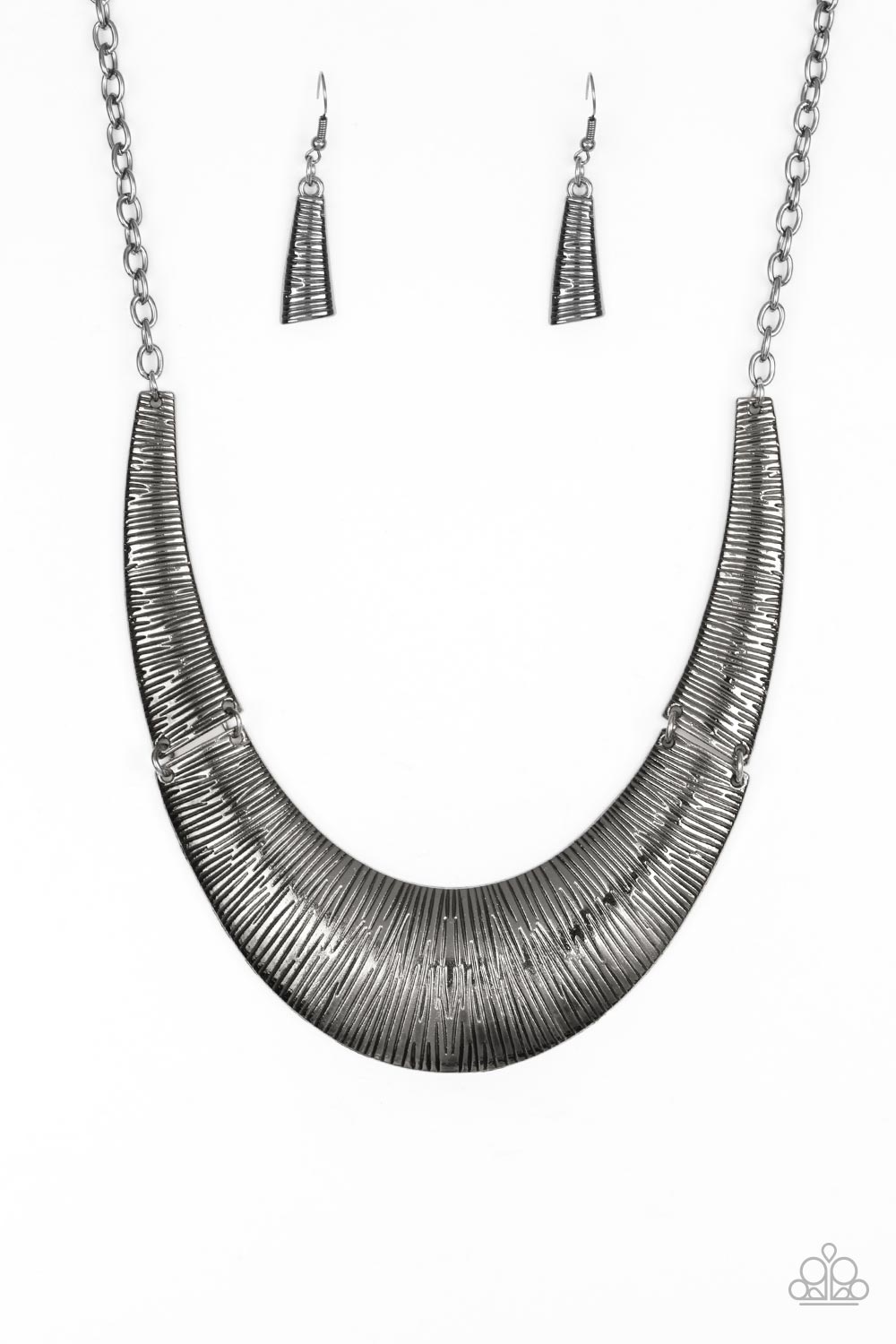 Paparazzi Feast or Famine - Black Gunmetal - Necklace & Earrings