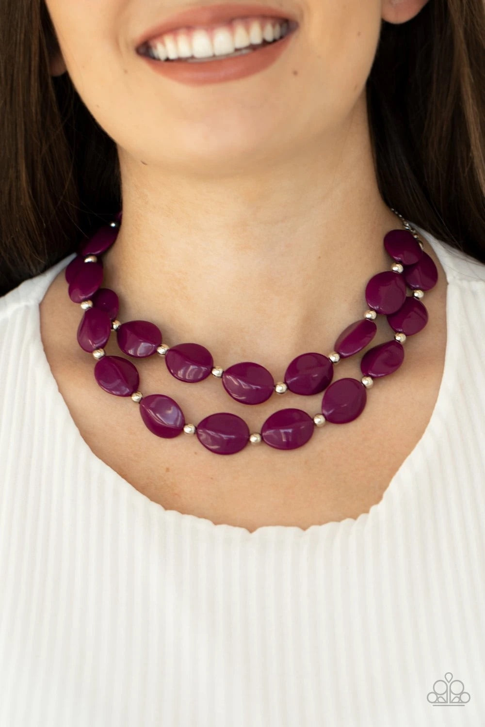 Two-Story Stunner Purple Necklace -