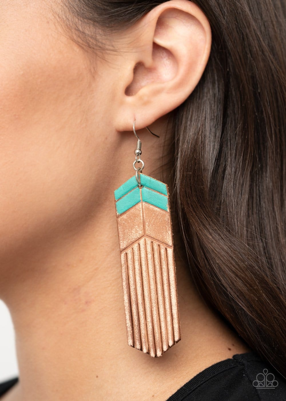 Paparazzi Accessories: Desert Trails - Blue/Turquoise Leather Earrings