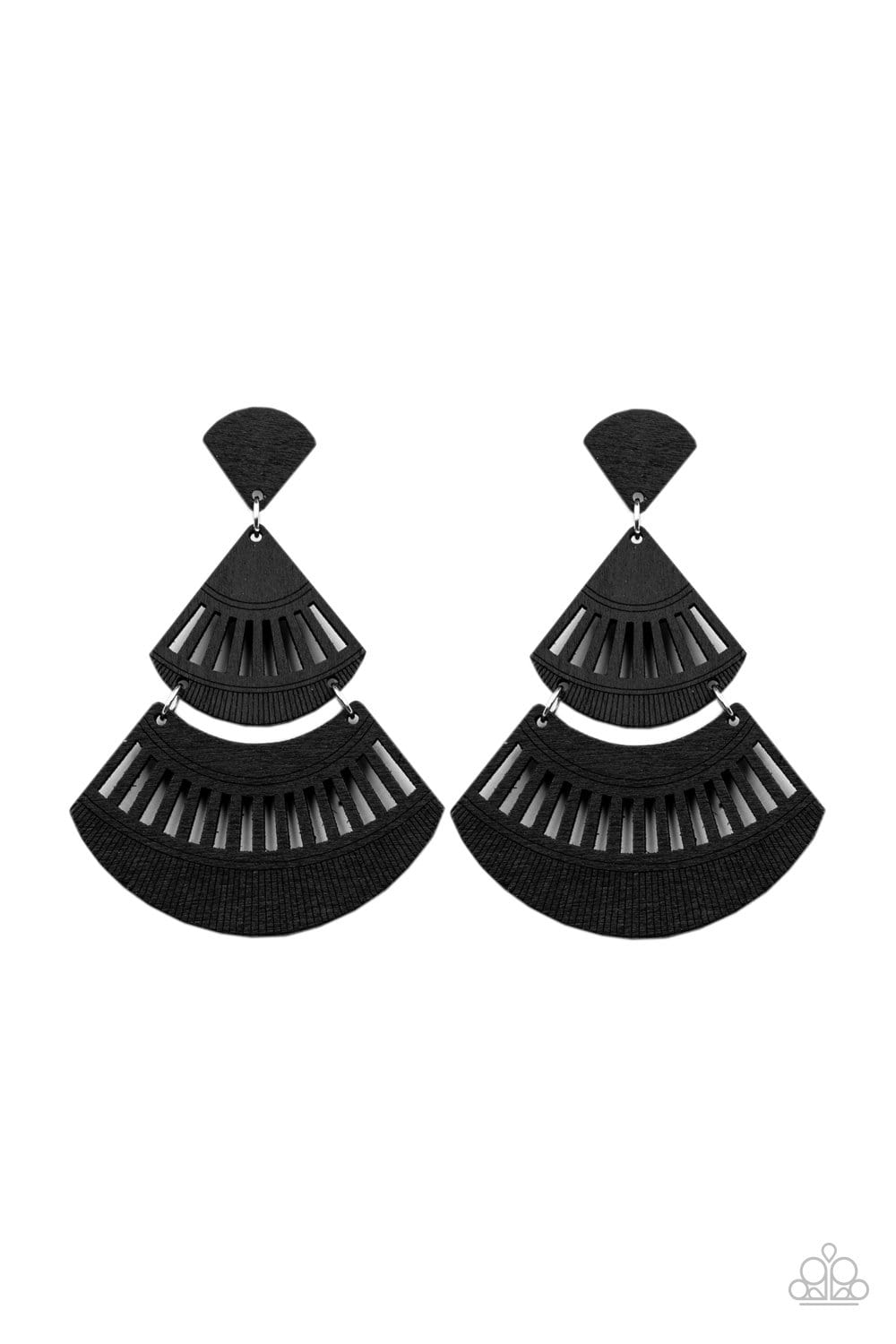 Paparazzi Accessories: Oriental Oasis - Black Wooden Earrings